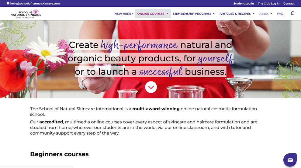 Online Natural Skincare and Haircare Formulation Courses