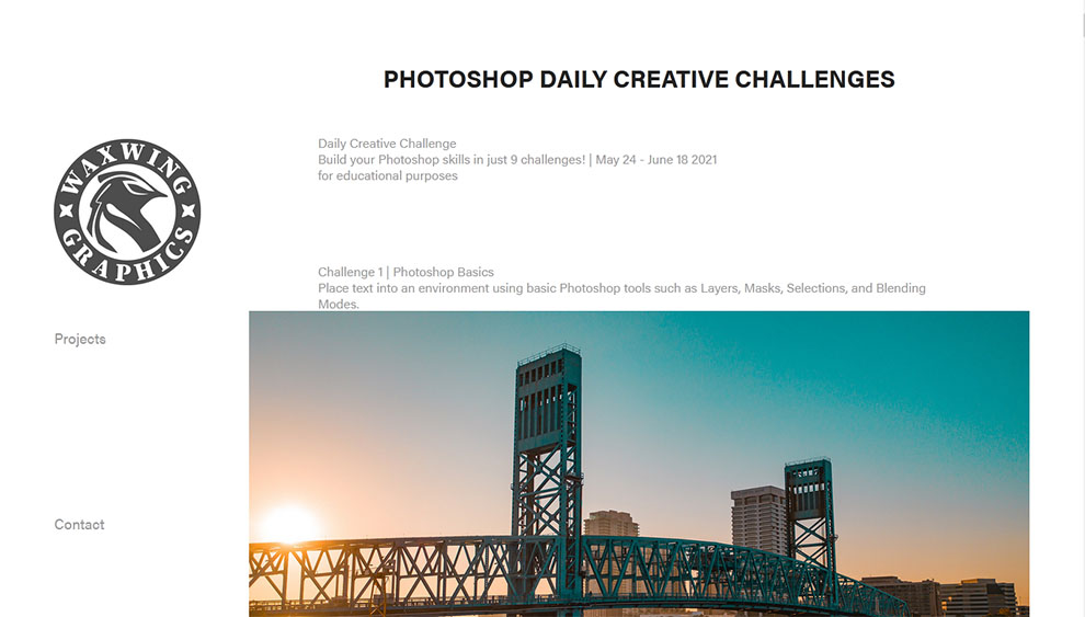 Photoshop Daily creative challenges by Waxwing Graphics