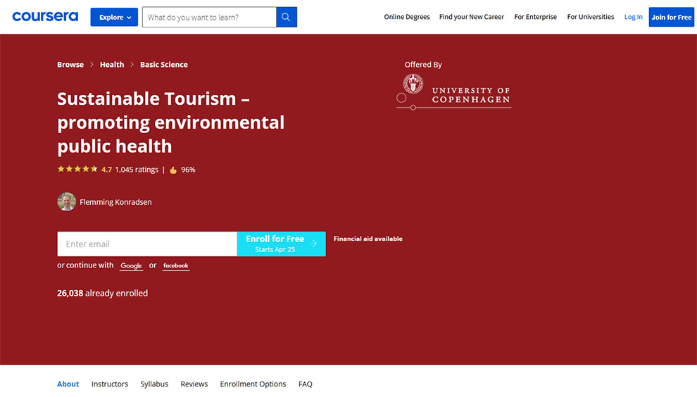 Sustainable Tourism – promoting environmental public health by the University of Copenhagen