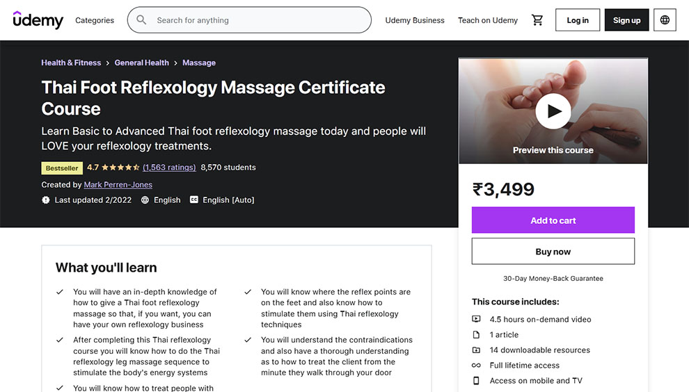 Thai Foot Reflexology Massage Certificate Course