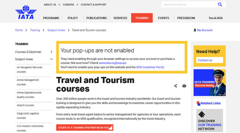 tourism courses list