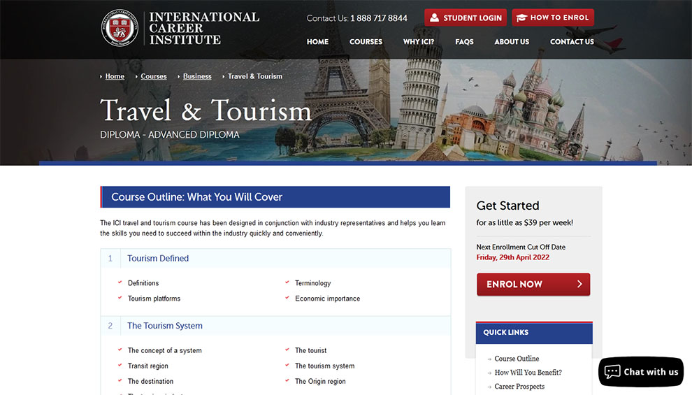 Travel & Tourism Diploma and Advanced Diploma by International Career Institute