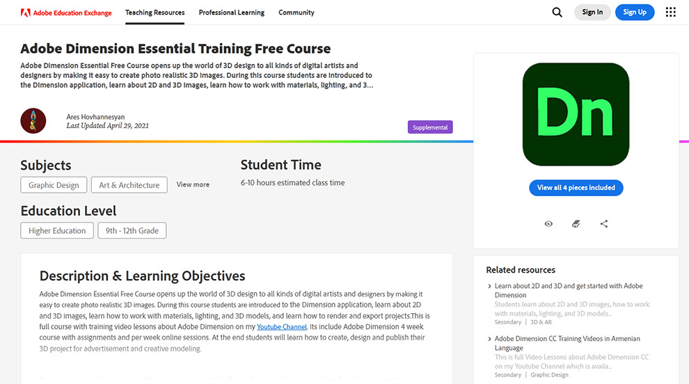 Adobe Dimension Essential Training Free Course