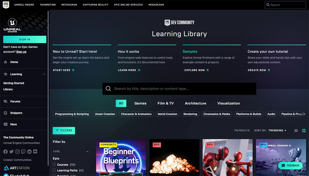 Learning Library Unreal Engine – Offered by Dev Community