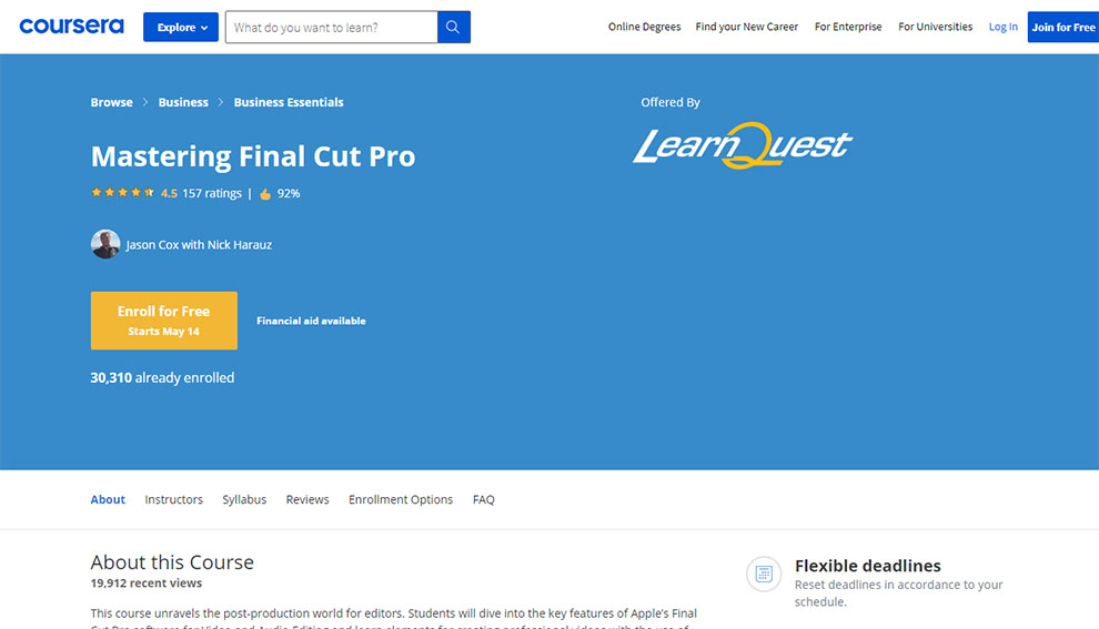 Mastering Final Cut Pro – Offered by LearnQuest 