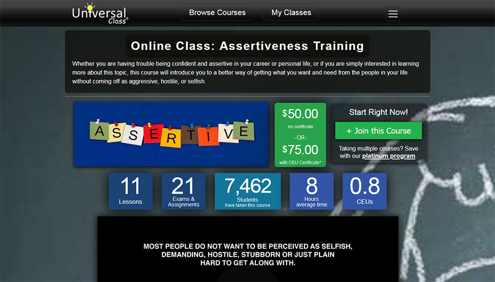 Online Class: Assertiveness Training
