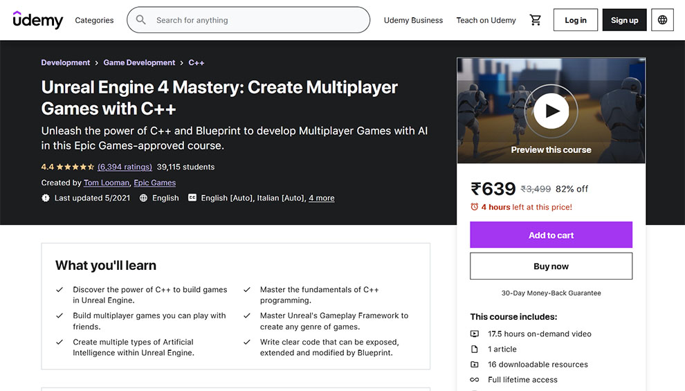 Unreal Engine 4 Mastery: Create Multiplayer Games with C++