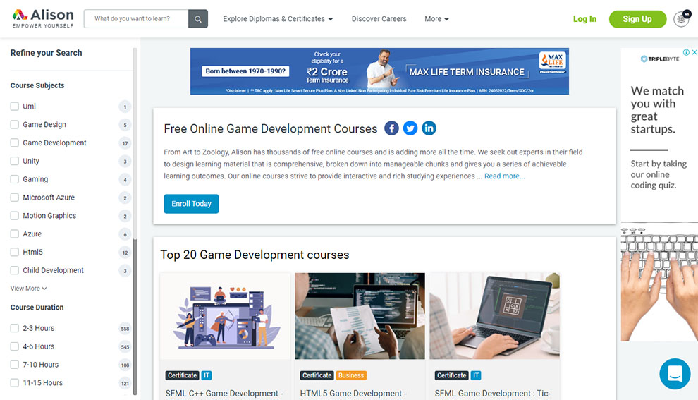 Alison’s Game Development Courses