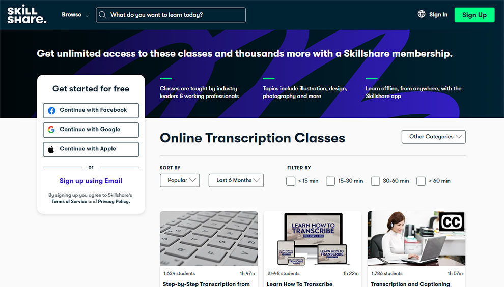 Online Transcription Classes
