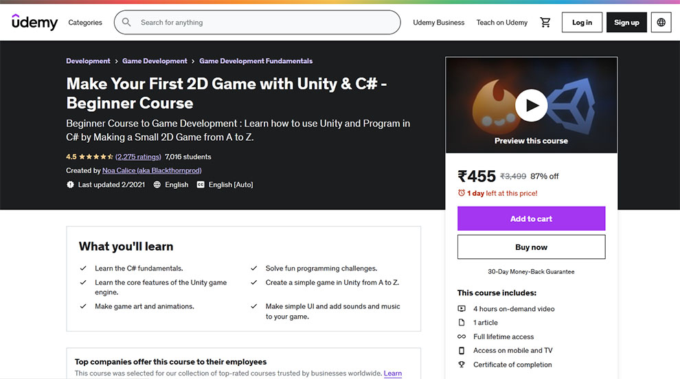 Make Your First 2D Game with Unity & C# - Beginner Course