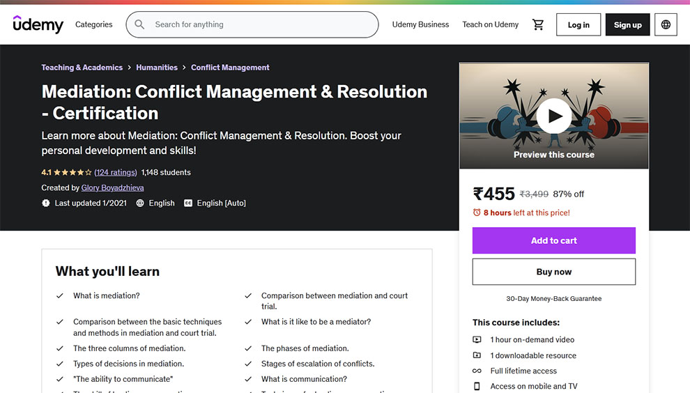 Mediation: Conflict Management & Resolution – Certification