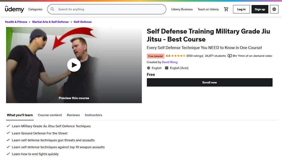 Self Defense Training Military Grade Jiu Jitsu - Best Course