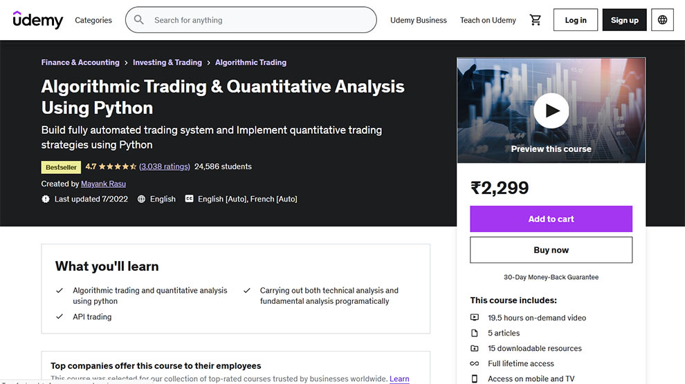 Algorithmic Trading & Quantitative Analysis Using Python