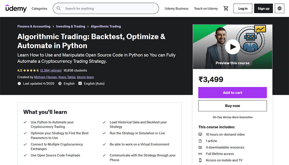 Algorithmic Trading: Backtest, Optimize & Automate in Python