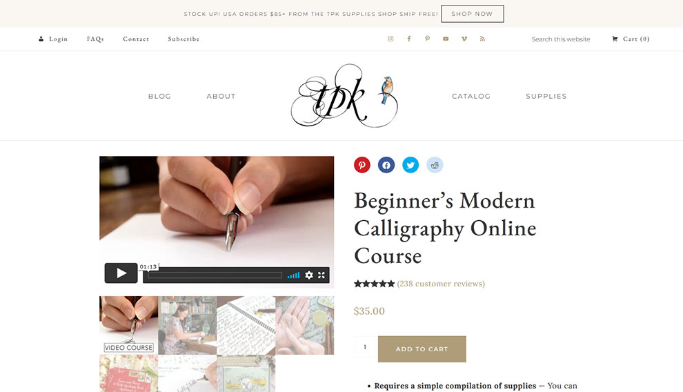 Beginner’s Modern Calligraphy Online Course 