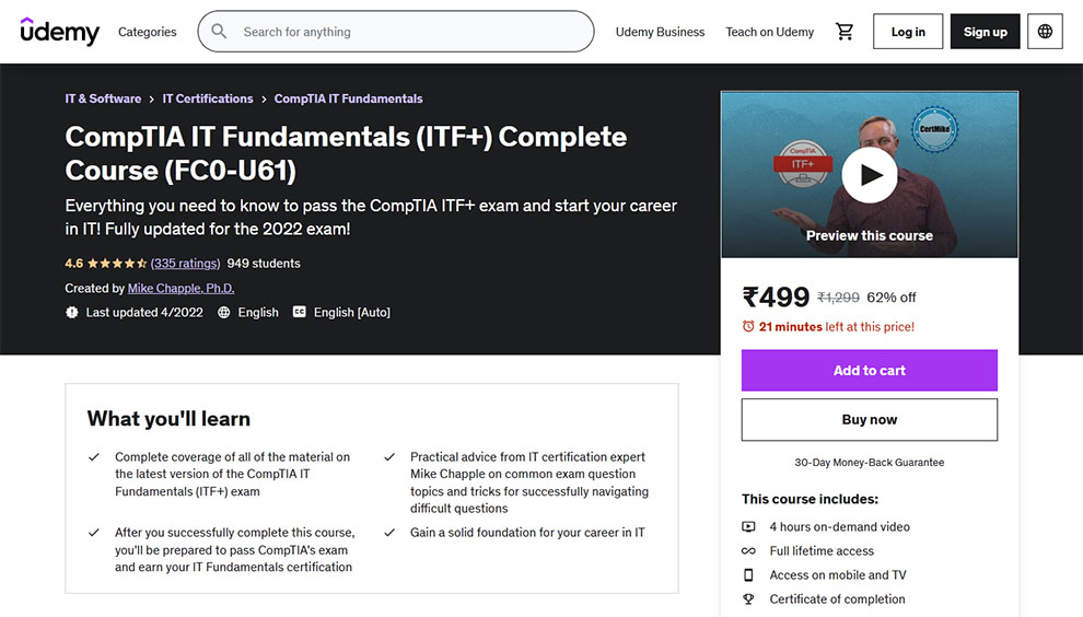 CompTIA IT Fundamentals (ITF+) Complete Course (FC0-U61)