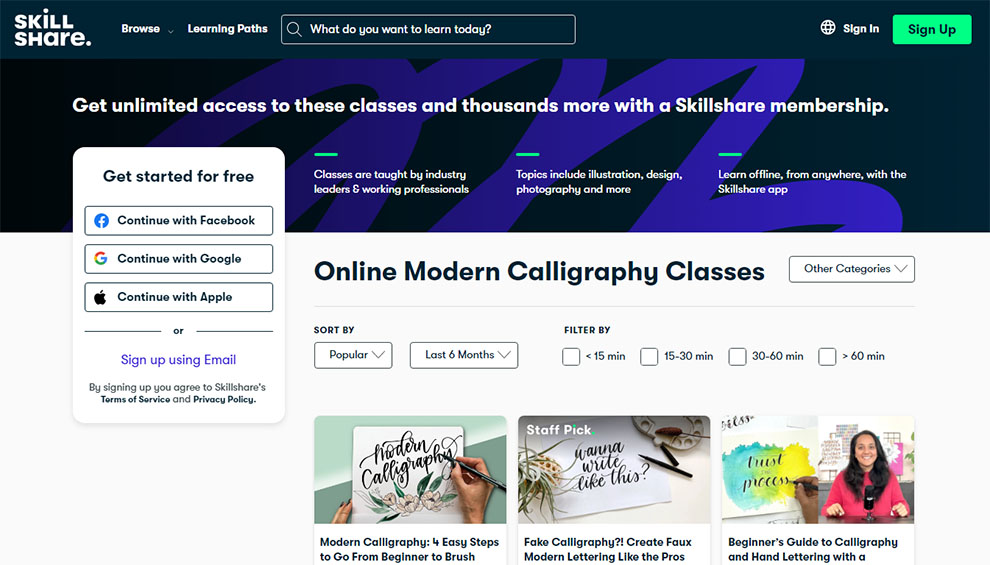 Modern Calligraphy Classes Online