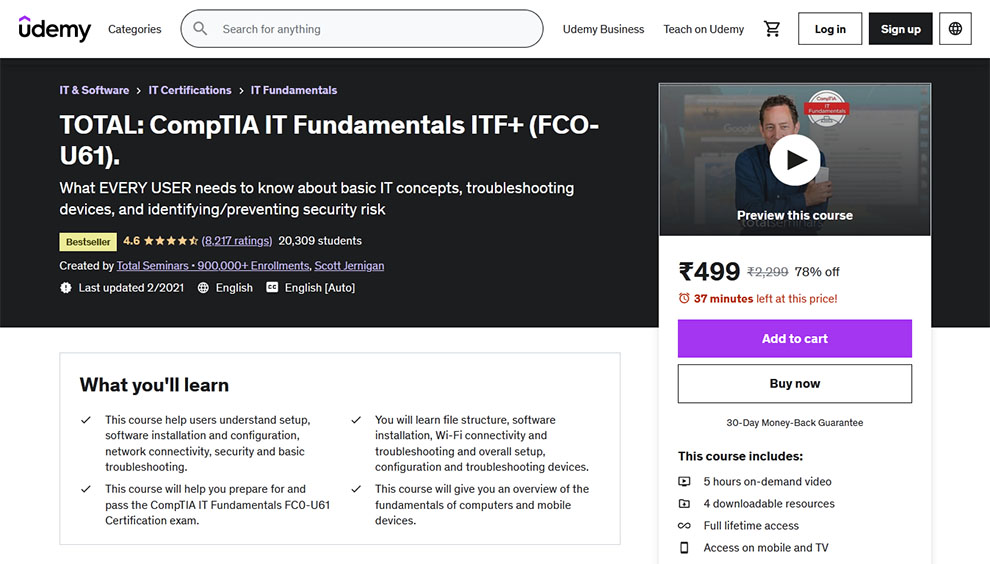 TOTAL: CompTIA IT Fundamentals ITF