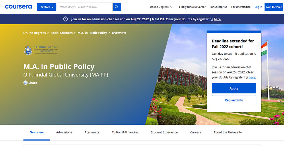 M.A. in Public Policy – Offered by O.P. Jindal Global University