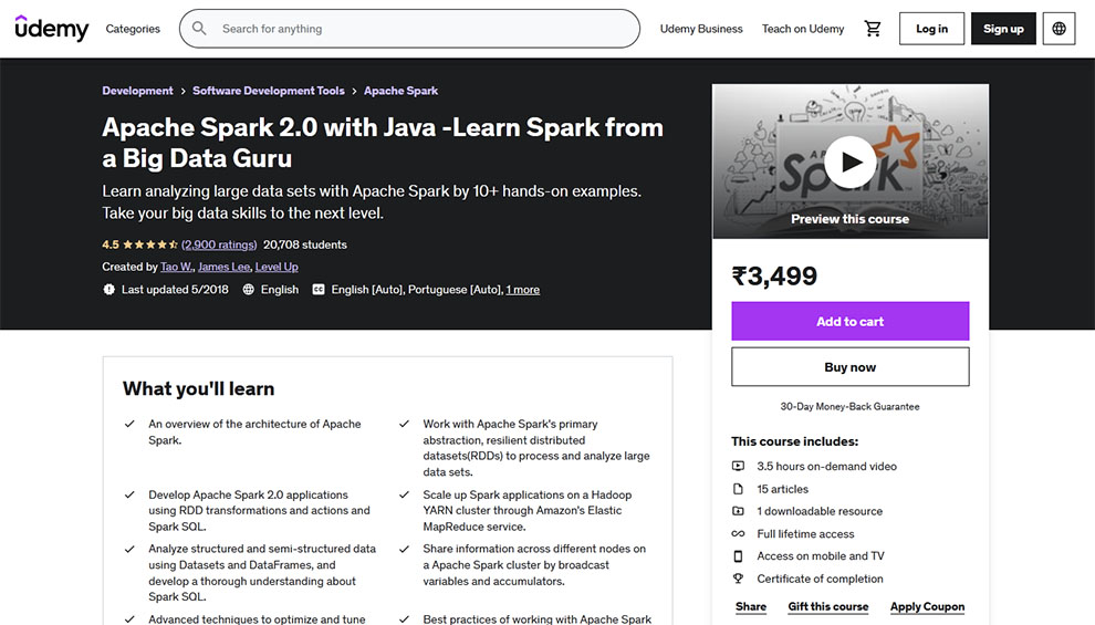 Apache Spark 2.0 with Java -Learn Spark from a Big Data Guru