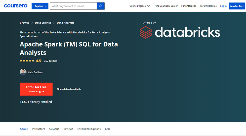 Apache Spark (TM) SQL for Data Analysts – Offered by Data Bricks