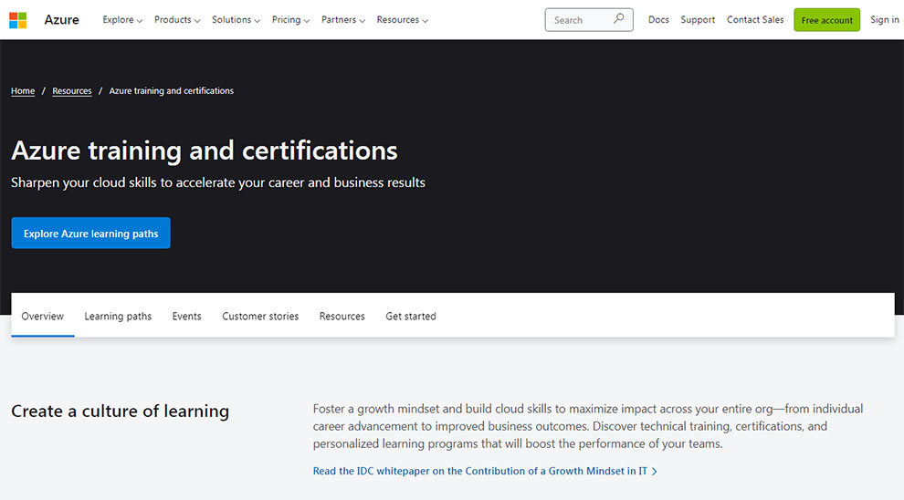 Azure training and certifications