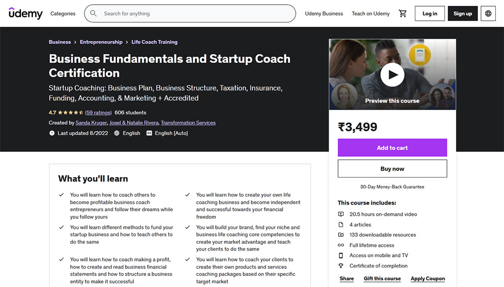 Business Fundamentals and Startup Coach Certification