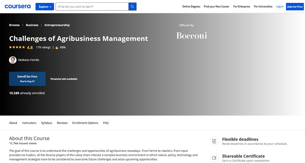 Challenges of Agribusiness Management by Bocconi