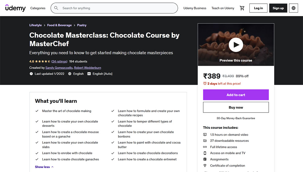 Chocolate Masterclass: Chocolate Course by MasterChef