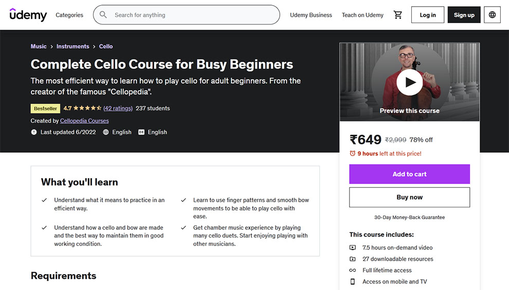 Complete Cello Course for Busy Beginners