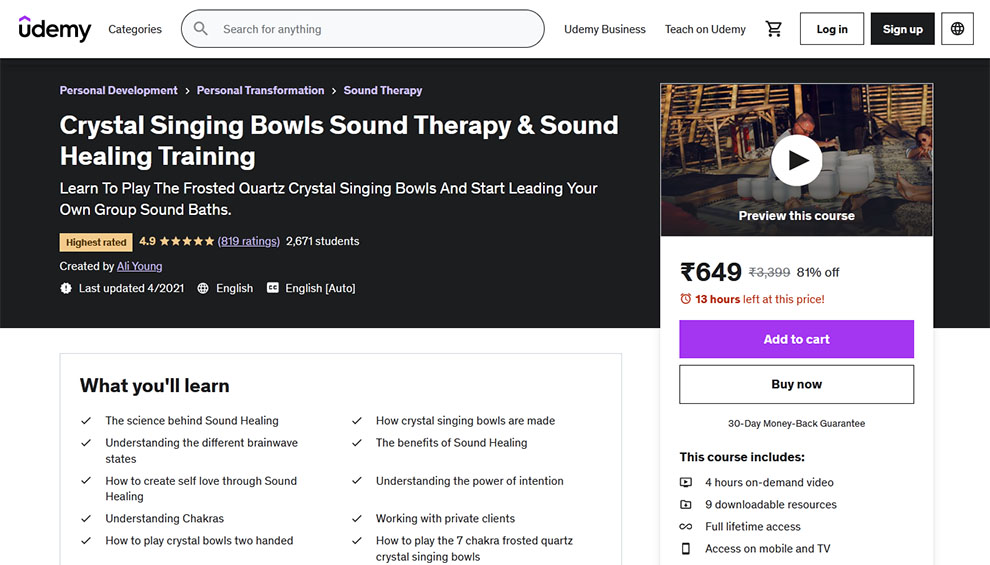 Crystal Singing Bowls Sound Therapy & Sound Healing Training