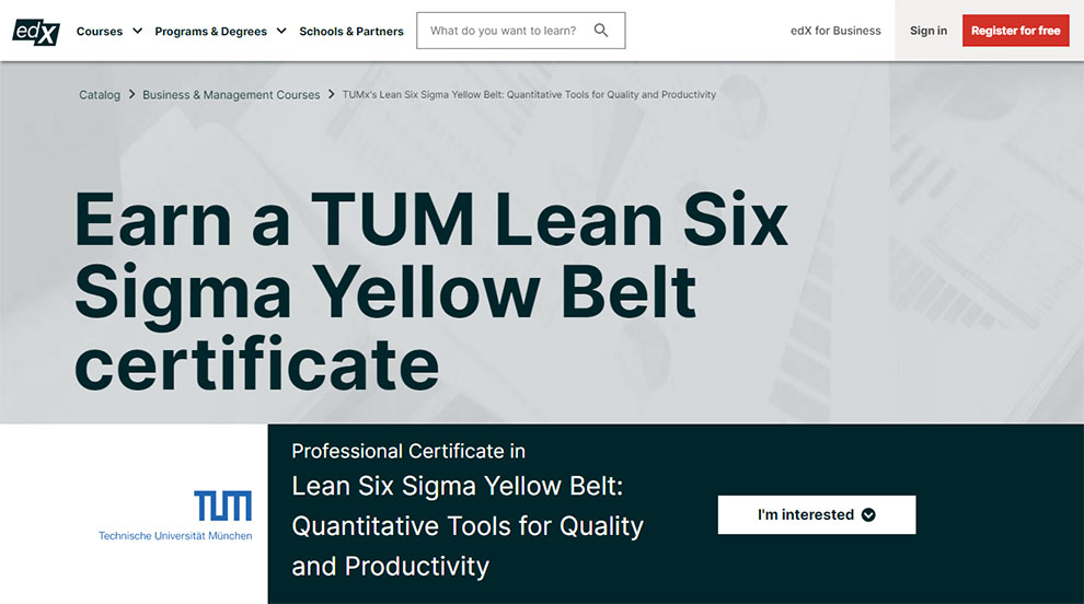Earn a TUM Lean Six Sigma Yellow Belt Certificate