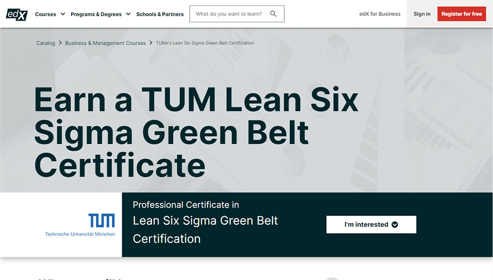 Earn a TUM Lean Six Sigma Green Belt Certificate