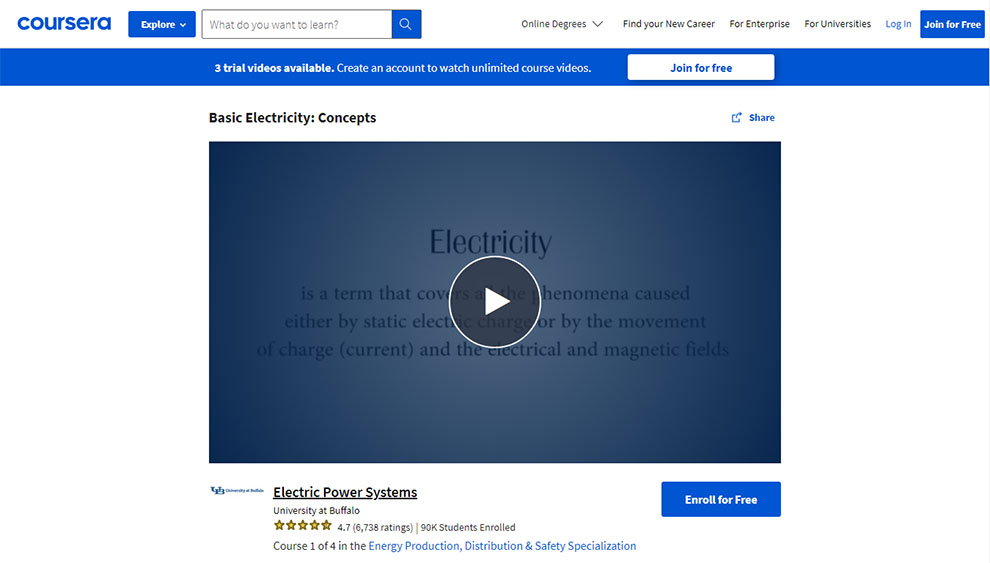 Electric Power Systems – Offered by The University at Buffalo (UB) and The State University of New York