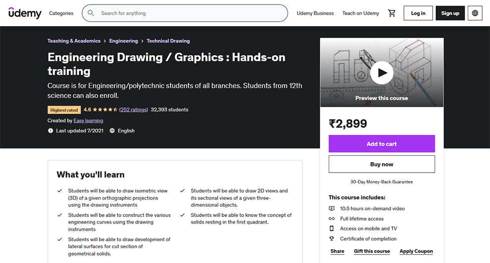 Engineering Drawing/Graphics: Hands-on Training