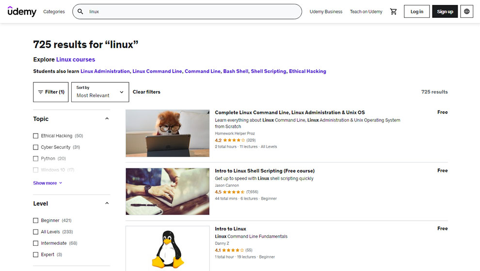Popular Courses On Linux - Free 