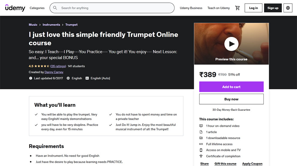 I Just Love this Simple Friendly Trumpet Online Course