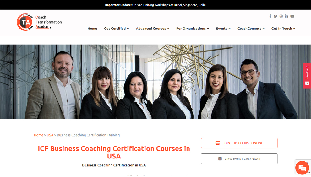 ICF Business Coaching Certification Courses in the USA