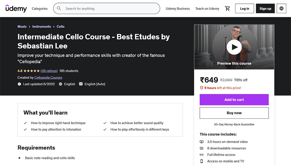 Intermediate Cello Course - Best Etudes by Sebastian Lee