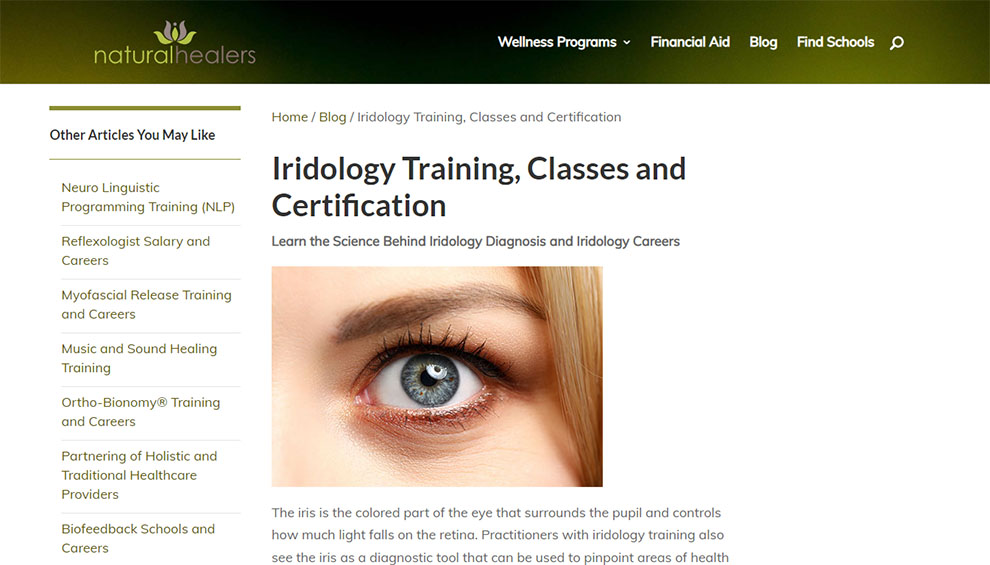 Iridology Training, Classes, and Certification