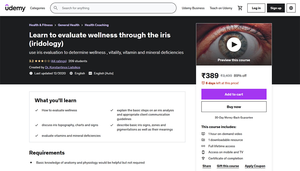 Learn to evaluate wellness through the iris