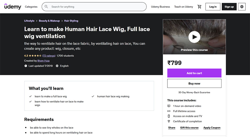 Learn to make Human Hair Lace Wig, Full lace wig ventilation