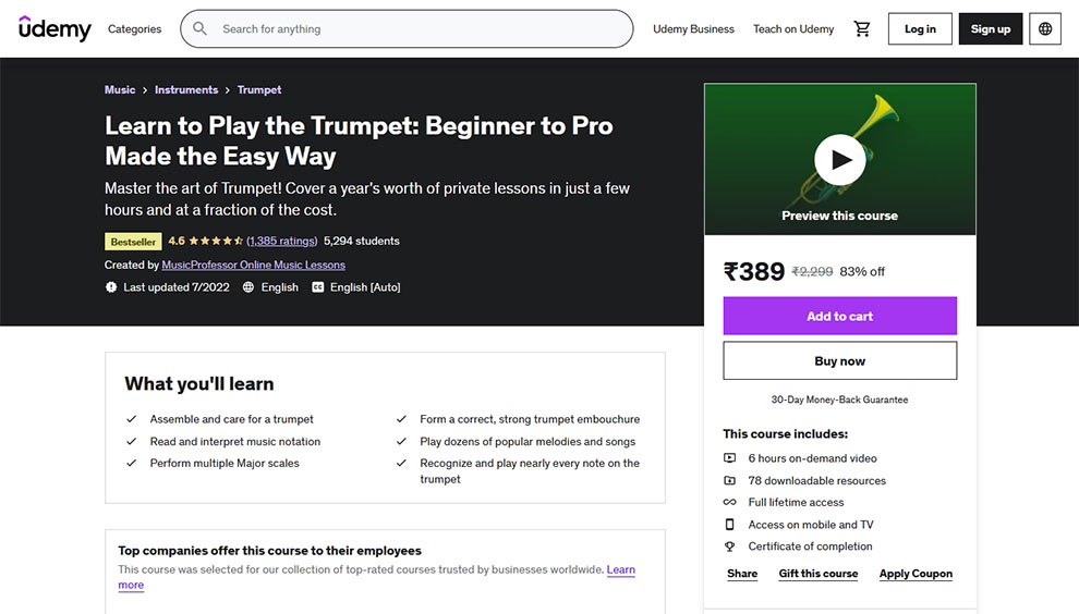 Learn to Play the Trumpet: Beginner to Pro made the Easy Way