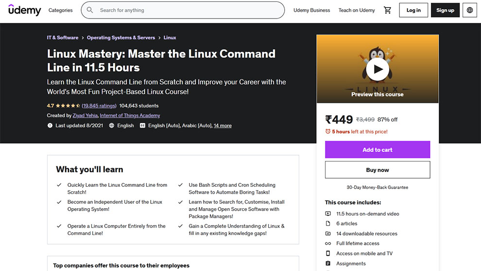Linux Mastery: Master the Linux Command Line in 11.5 hours