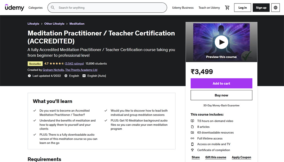 Meditation Practitioner/Teacher Certification Accredited 