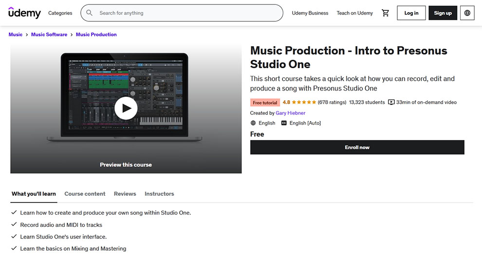 Music Production - Intro to Presonus Studio One