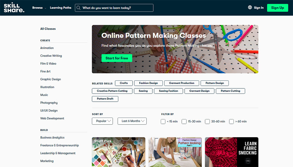 Pattern Making Classes Online Free