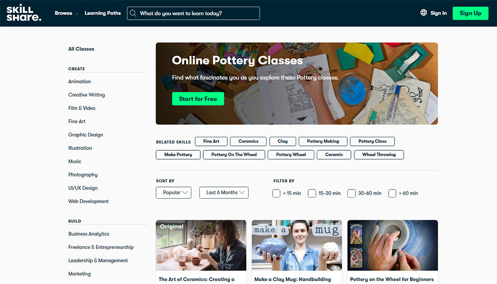 Online Pottery Classes