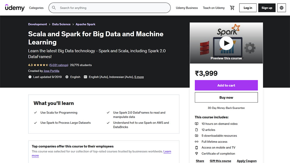 Scala and Spark for Big Data and Machine Learning