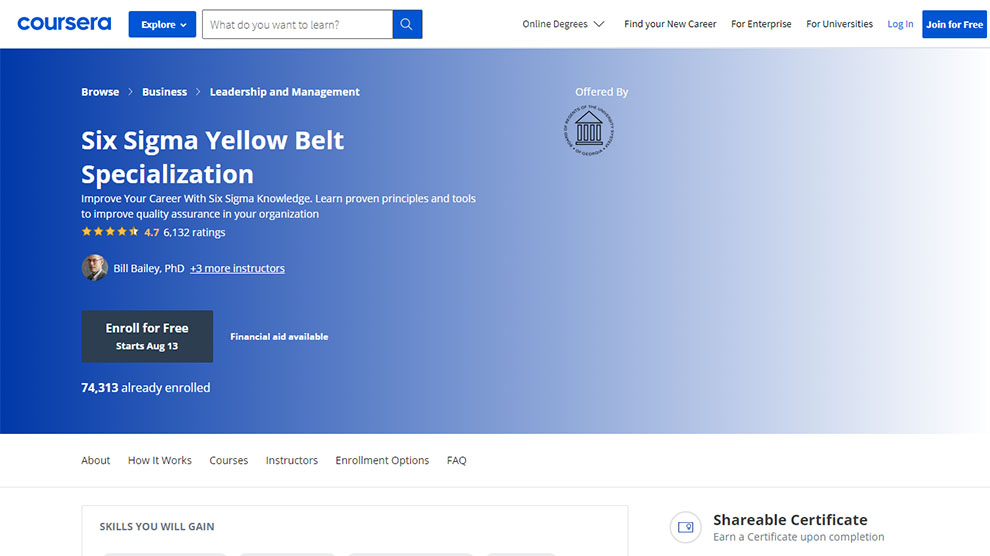 Six Sigma Yellow Belt Specialization